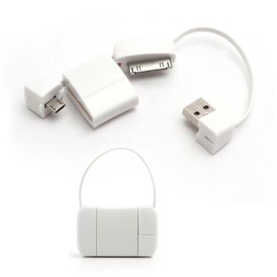 Други USB кабели Дата кабел USB тип чанта micro USB/Iphone 4/4s бял